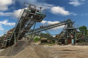 cone crusher working at a quarry